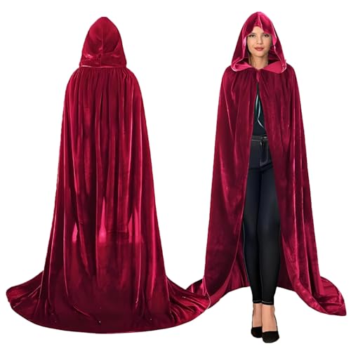 Halloween Kostüm Damen Herren,Halloween Umhang mit Kapuze,Halloween Cosplay Kostüm,Vampir Kostüm,Halloween Kostüme für Erwachsene,Roter Umhang,Unisex,Perfekt für Halloween,Karneval und Partys,150 cm von SAICXQ