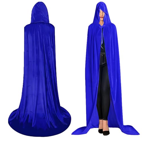 Halloween Umhang mit Kapuze,Halloween Kostüm Damen Herren,Halloween Cosplay Kostüm,Vampir Kostüm,Halloween Kostüme für Erwachsene,Blau Umhang,Unisex,Perfekt für Halloween,Karneval und Partys,130 cm von SAICXQ