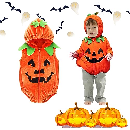 SAICXQ Halloween Kürbis Kostüm 70 cm, süßes Kürbis-Outfit mit Kapuze für Kinder, Cosplay-Partykostüme, Halloween-Partykostüme, Party-Requisiten, Karneval Fasching Kostüme für Kinder Erwachsene von SAICXQ