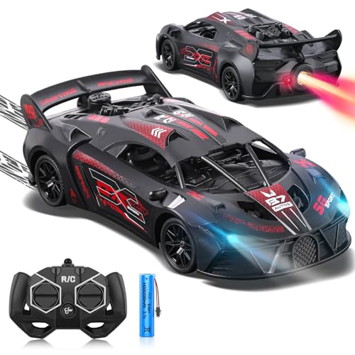 SAIFILI Bugetti Ferngesteuertes Auto ab 3 4 5 6 7 8+ Jahre, 2.4G RC Auto Spielzeug mit Fernbedienung, 1:18 Kinder Rennauto Ferngesteuerte mit Sprühfunktion, Aufladbarer Batterie, LED Licht, Rot von SAIFILI