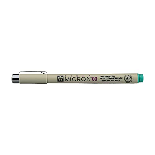 SAKURA Pigma Micron 03 - Grüner Fineliner Stift - 0,35 mm Wasserfeste Permanent Archivtinte - Ideal für technische und künstlerische Zeichnungen SAKURA Pigma Micron 03 - Grüner Fineliner Stift - 0,35 mm Wasserfeste Permanent Archivtinte - Ideal für technische und künstlerische Zeichnungen von SAKURA