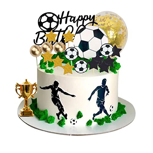 28 Stück Tortendeko Fussball, Fußball Cupcake Toppers, Fußballfiguren Kuchen Toppers, Für Geburtstagsfeier-Dekoration, Kuchendekoration von SALADOCY