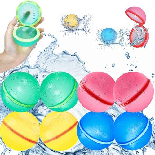 12 Stück Wasserbomben, Schnell Füllende Silikon-Wasserballons, Selbstschließend, Wiederverwendbar, für Sommer-Outdoor-Kinder, Erwachsene, Strand, Pool-Partys, Wasserpark-Spiele von SALADOCY