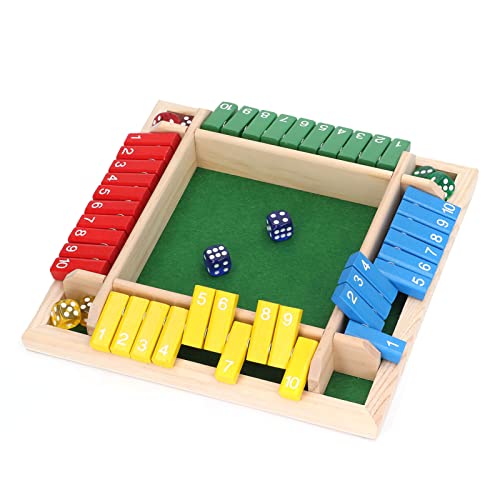 Shut The Box Würfelspiel für 2–4 Spieler, Holzwürfel-Brettspiel für Zuhause, Kneipe, Urlaub, Party, 4 Spieler, Familientisch, Mathe-Spiele mit 8 Würfeln für Erwachsene und Kinder von SALALIS