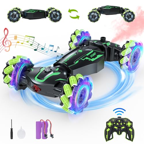 SALATI Ferngesteuertes Auto - Remote Control Car mit 4WD 2,4 GHz für Kinder, 360° Drehung Verwandeln Auto Stunt car mit LED Sprühnebel Musik, Geschenk Mädchen Junge ab 6 7 8 9 10 11 12 Jahre von SALATI