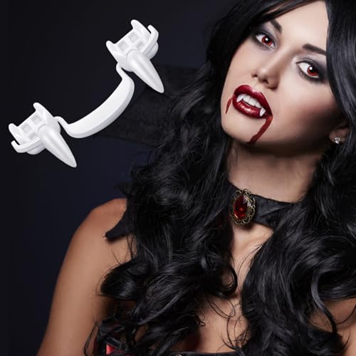 SALGIA Vampirzähne Reißzähne Halloween, Versenkbare Vampirzähne Reißzähne, Halloween Zahnersatz, Halloween Vampirgebiss, Halloween Vampir Fangs, für Halloween Cosplay Zubehör (Weiß1) von SALGIA