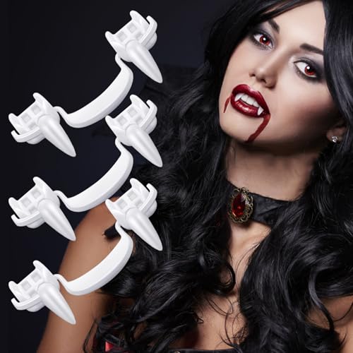 SALGIA Vampirzähne Reißzähne Halloween, Versenkbare Vampirzähne Reißzähne, Halloween Zahnersatz, Halloween Vampirgebiss, Halloween Vampir Fangs, für Halloween Cosplay Zubehör (Weiß3) von SALGIA