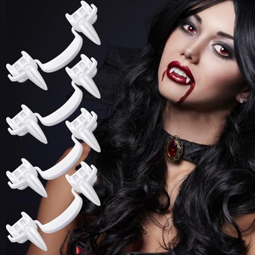 SALGIA Vampirzähne Reißzähne Halloween, Versenkbare Vampirzähne Reißzähne, Halloween Zahnersatz, Halloween Vampirgebiss, Halloween Vampir Fangs, für Halloween Cosplay Zubehör (Weiß4) von SALGIA