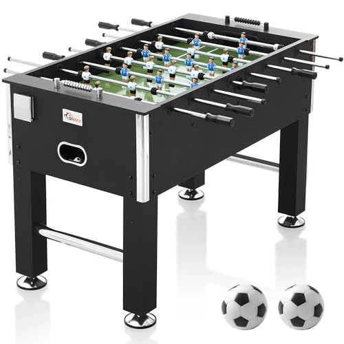 SAMAX Kickertisch Tischfußball aus Holz - Kicker ca. 41 kg inkl. 2 Getränkehalter 2 Bälle rutschfeste Griffe und höhenverstellbare Füße Tischkicker - Spieltisch Fußball Tischspiel Legend in Schwarz von SAMAX