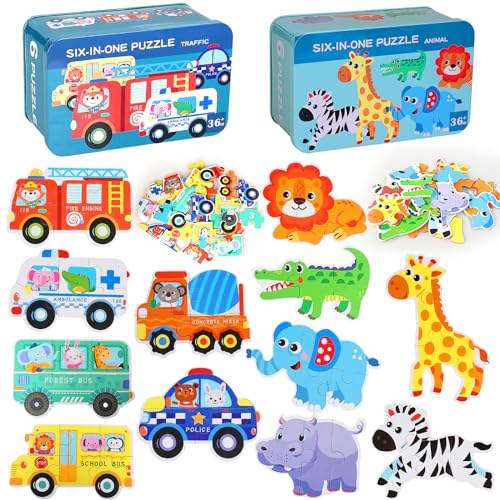 SAMISO Kinderpuzzle 12 Stücke Puzzle für Kinder Puzzle,Holzpuzzle für Kinder,Lernspielzeug für Kinder 2,3,4 Jahren,Frühes Lernen Lernspielzeug Geschenke,Weihnachten,Geburtstag, Kinderstag Geschenk von SAMISO