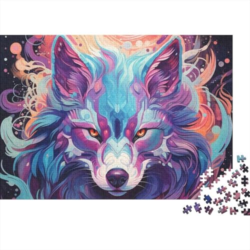 Anime-Stil Wolf 500-teiliges Puzzle Erwachsener,wild Tier Impossible Puzzle,Puzzle-GescHennek 500pcs (52x38cm) von SANDUOHUA