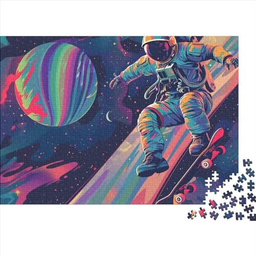 Astronauten Puzzle 1000 Teile Für Erwachsene,Skateboards Spielen Puzzle Farbenfrohes Legespiel,Familiendekorationen 1000pcs (75x50cm) von SANDUOHUA