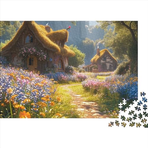 Beautiful BlumenAnd Fairy Cottages 500-teiliges Puzzle Erwachsener,Wildtiere im Dschungel Puzzle Farbenfrohes Legespiel,Puzzle-GescHennek 500pcs (52x38cm) von SANDUOHUA