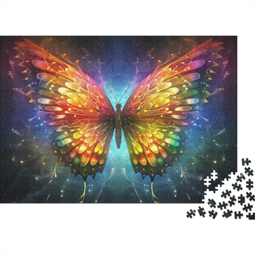 Black with Colorful Schmetterlinge 300-teiliges Puzzle Erwachsener,Malerei Style Impossible Puzzle,FamiliendekoRatteteionen 300pcs (40x28cm) von SANDUOHUA