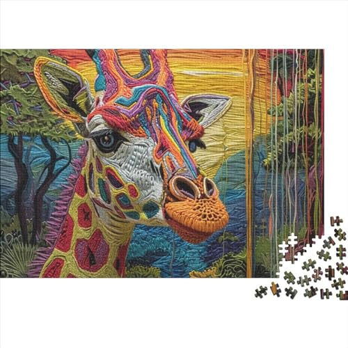 Bunte Giraffe Puzzle 1000 Teile Für Erwachsene,Wild Jungle Tiere Impossible Puzzle,Puzzle-GescHennek 1000pcs (75x50cm) von SANDUOHUA