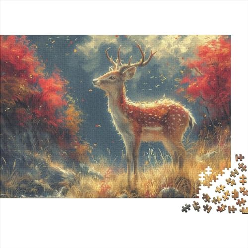 David's Hirsche Puzzle 300 Teile Für Erwachsene,Elch Hirsche Puzzle Farbenfrohes Legespiel,schöne GescHennekidee 300pcs (40x28cm) von SANDUOHUA