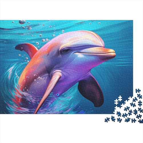 Delphins 500 Puzzleteile Erwachsener,Autotoon Style Sea Tiere Puzzle Farbenfrohes Legespiel,FamiliendekoRatteteionen 500pcs (52x38cm) von SANDUOHUA