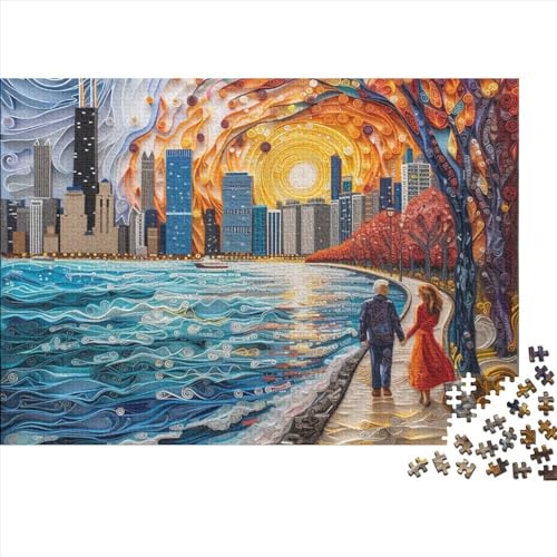 EIN Romantisches Paar 300 Puzzleteilige Erwachsener,Mediterrane Landschaft Puzzle Farbenfrohes Legespiel,Puzzle-Geschenk 300pcs (40x28cm) von SANDUOHUA