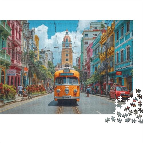 Eine Straßenszene in der Innenstadt von Colombo Sri Lanka Puzzle 1000 Teile Für Erwachsene,Lokalzug Impossible Puzzle,schöne Geschenkidee 1000pcs (75x50cm) von SANDUOHUA