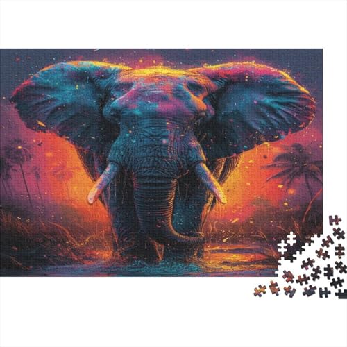Elefant 500 Puzzleteile Erwachsener,Wild Jungle Tiere Impossible Puzzle,Familien-Puzzlespiel 500pcs (52x38cm) von SANDUOHUA