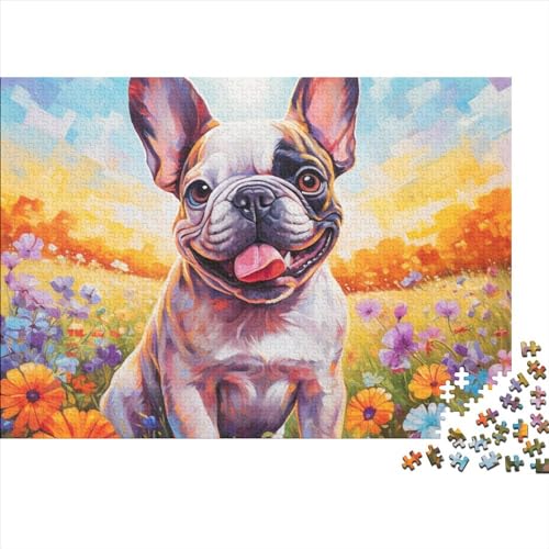 Französische BullHundgege 300 Puzzleteile Für Erwachsene,bull Hund Puzzle Farbenfrohes Legespiel,schöne GescHennekidee 300pcs (40x28cm) von SANDUOHUA