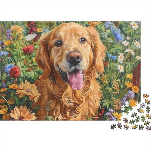 Golden Retriever Puzzle 500 Teile Für Erwachsene,Pet Hund Impossible Puzzle,Familien-Puzzlespiel 500pcs (52x38cm) von SANDUOHUA