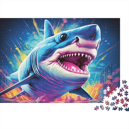 Haie 1000 Puzzleteilige Für Erwachsene,Autotoon Style Sea Tiere Impossible Puzzle,FamiliendekoRatteteionen 1000pcs (75x50cm) von SANDUOHUA