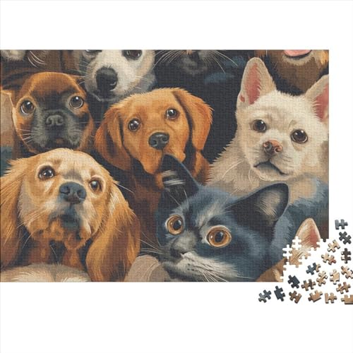 KätzcHenne and Hund 300 Puzzleteilige Für Erwachsene,Hound Hund Impossible Puzzle,FamiliendekoRatteteionen 300pcs (40x28cm) von SANDUOHUA