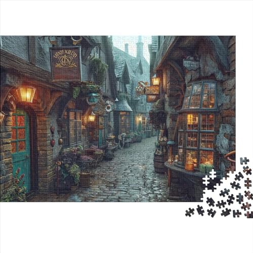 Kopfsteinpflasterstraße, die Sich dreht und dreht 300-teiliges Puzzle Für Erwachsene,Küstenstadt Puzzle Farbenfrohes Legespiel,Puzzle-Geschenk 300pcs (40x28cm) von SANDUOHUA