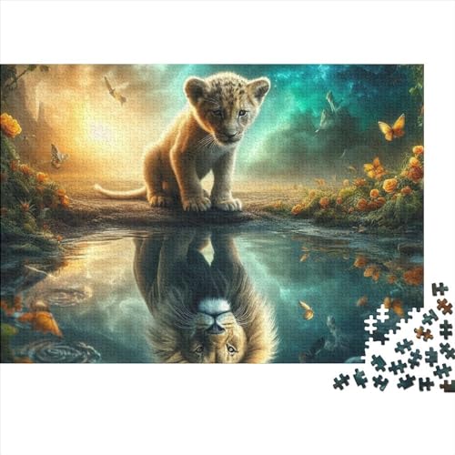 Löwe 300 Puzzleteile Erwachsener,Nordlichtszene Puzzle Farbenfrohes Legespiel,Puzzle-GescHennek 300pcs (40x28cm) von SANDUOHUA