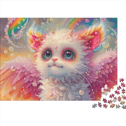 Pastel Pink and Irisierende weiße Frettfee Puzzle 300 Teile Für Erwachsene,Precious Wild Tiere Puzzle Farbenfrohes Legespiel,Puzzle-GescHennek 300pcs (40x28cm) von SANDUOHUA