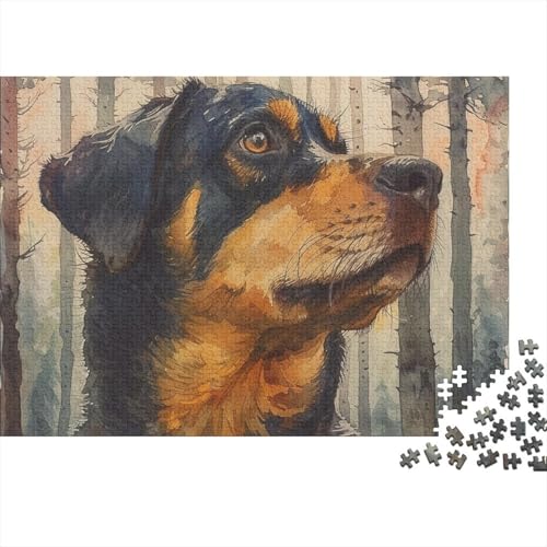 Rottweiler Puzzle 1000 Teile Erwachsener,Pet Hund Theme Puzzle Farbenfrohes Legespiel,schöne GescHennekidee 1000pcs (75x50cm) von SANDUOHUA
