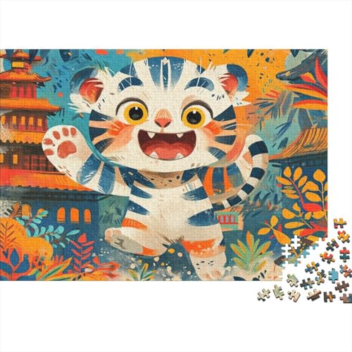 Süßer Tiger Puzzle 1000 Teile Für Erwachsene,wild Tiere Theme Puzzle Farbenfrohes Legespiel,Familien-Puzzlespiel 1000pcs (75x50cm) von SANDUOHUA