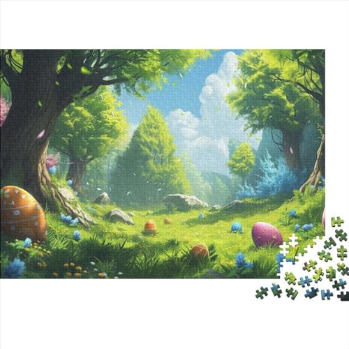 Wiese, Ostereier auf dem Gras Puzzle 300 Teile Erwachsener,Wildtiere im Dschungel Puzzle Farbenfrohes Legespiel,Puzzle-GescHennek 300pcs (40x28cm) von SANDUOHUA