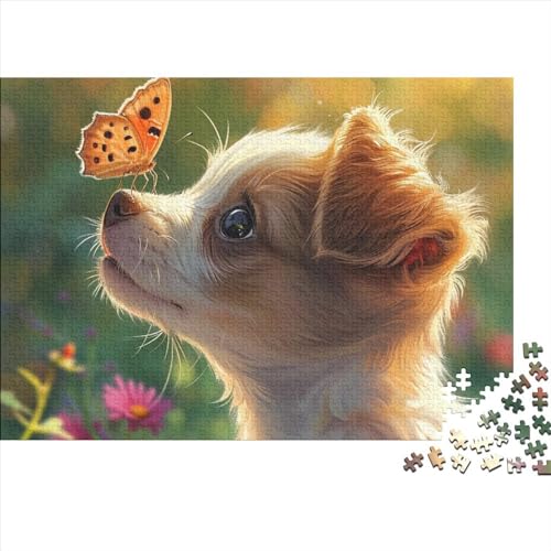 Yorkshire Terrier Hund Puzzle 1000 Teile Erwachsener,Pet Hund Puzzle Farbenfrohes Legespiel,FamiliendekoRatteteionen 1000pcs (75x50cm) von SANDUOHUA