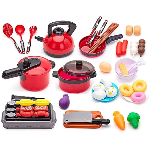 51pcs Küche Kochen Spielzeug Set Pretend Play Spielzeug Simulation Küche Kinder Küche Zubehör Spielküche Zubehör Geschenk für Kinder Mädchen Jungen ab 3 Jahren von SANON