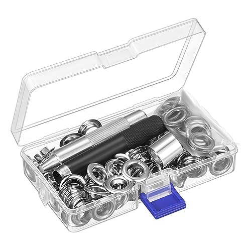 100 Stück 12 mm Tüllen- und Ösen-Kits mit Werkzeugen, Metallösen und Ösen für Leder, Schuhe, Stofftüllen, Werkzeug-Sets von SANRLO