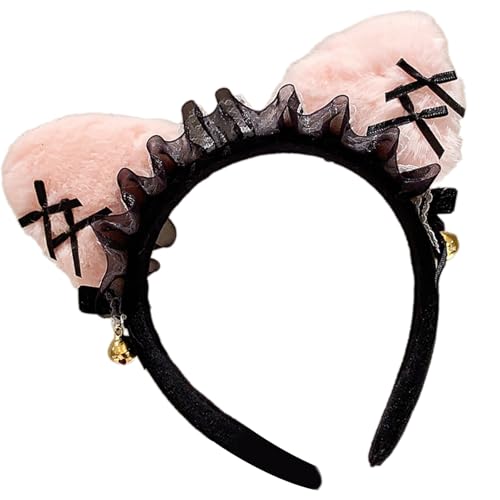 Anime Hairhoop Spitze Katzen Ohr Haarband Mit Glocken Bowknot Geburtstag Party Kostüm Hairhoop Frauen Thema Party Kopfbedeckungen von SANRLO