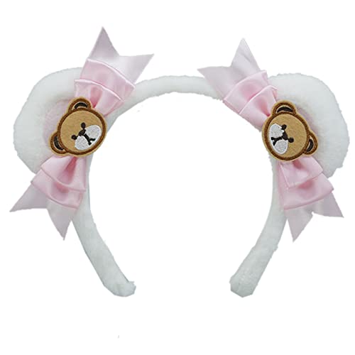 Cartoon Bowknots Bär Ohr geformt Haarreifen Waschen Gesicht Haarhalter Halloween Party Kostüm Kopfbedeckung für Kinder von SANRLO