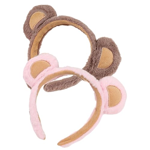 SANRLO 2PCS Pelzigen Bär Ohr Hairhoop Für Weibliche Gesicht Waschen Plüsch Make Up Haarband Party Kostüm Zubehör Karneval Kopfbedeckungen von SANRLO