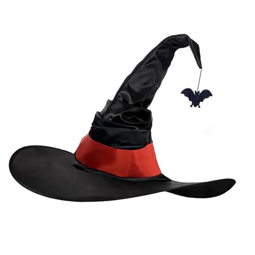 SANRLO Cooler Hexenhut Mit Spinnen/Fledermaus Anhänger Für Damen Herren Teenager Für Halloween Party Spinnen Retro Zauberer Cosplay von SANRLO