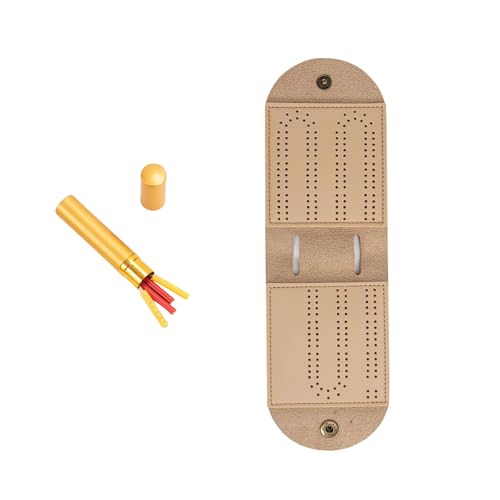 SANRLO Falten Cribbage Board Mit Metal Pegs Leder Cribbage Brettspiel Set Tragbares Brettspiel Für Innen Campingspiele von SANRLO