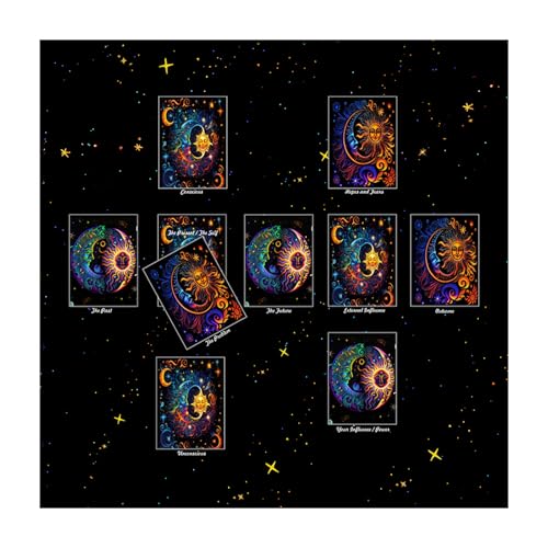 SANRLO Quadratisch Tischtuch Tarot Altars Stoffbrettspielpad Astrologische Oraklabdecke Kartenmatte Göttliche Tischdecke von SANRLO