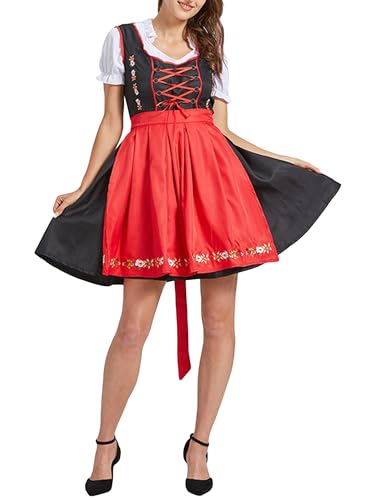 ​​Damen Oktoberfest Outfit Deutsches Bier Drindl Taverne Bayernisches Biermädchen Stretchy Fasching Halloween Kostüme für Frauen (Standard, S, A-Schwarz) von SANSIWU