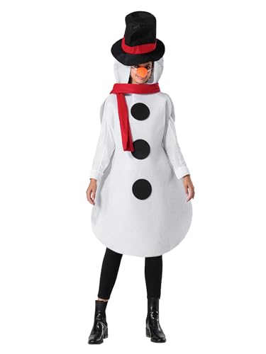 SANSIWU 4 Stück Weihnachten Erwachsene Onesie Schneemann Plüsch Cosplay Kostüm Anzug Halloween Urlaub Events und Winter oder Weihnachtsspiele (Weiß Damen, S) von SANSIWU