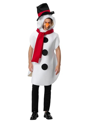 SANSIWU 4 Stück Weihnachten Erwachsene Onesie Schneemann Plüsch Cosplay Kostüm Anzug Halloween Urlaub Events und Winter oder Weihnachtsspiele (weiße Männer, L) von SANSIWU