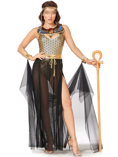 SANSIWU Costumes Queen altägyptisches Kostüm für Damen, Halloween-Outfit, Königin-Kostüm, Grabmal des Untergangs, Verkleidung für Erwachsene (Standard, L, Schwarz) von SANSIWU