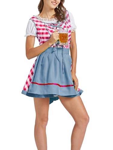 SANSIWU ​​Damen Oktoberfest Outfit Deutsches Bier Drindl Taverne Bayernisches Biermädchen Stretchy Fasching Halloween Kostüme für Frauen (Standard, L, A-Blau) von SANSIWU