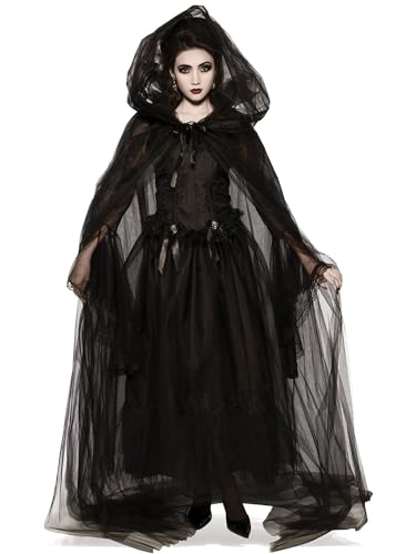 SANSIWU Damenkostüm für Halloween, Erwachsene, Leichenbraut-Kostüm, Hexenkleid, Halloween mit Maske, perfekt für Halloween oder jede Kostümparty (Standard, XL, A-schwarze Hexe B) von SANSIWU