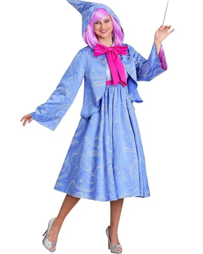 SANSIWU Fee Patentante Kostüm für Damen Deluxe Kapuzenumhang Partykleid Set Halloween Cosplay Party Outfits (Blau, L) von SANSIWU